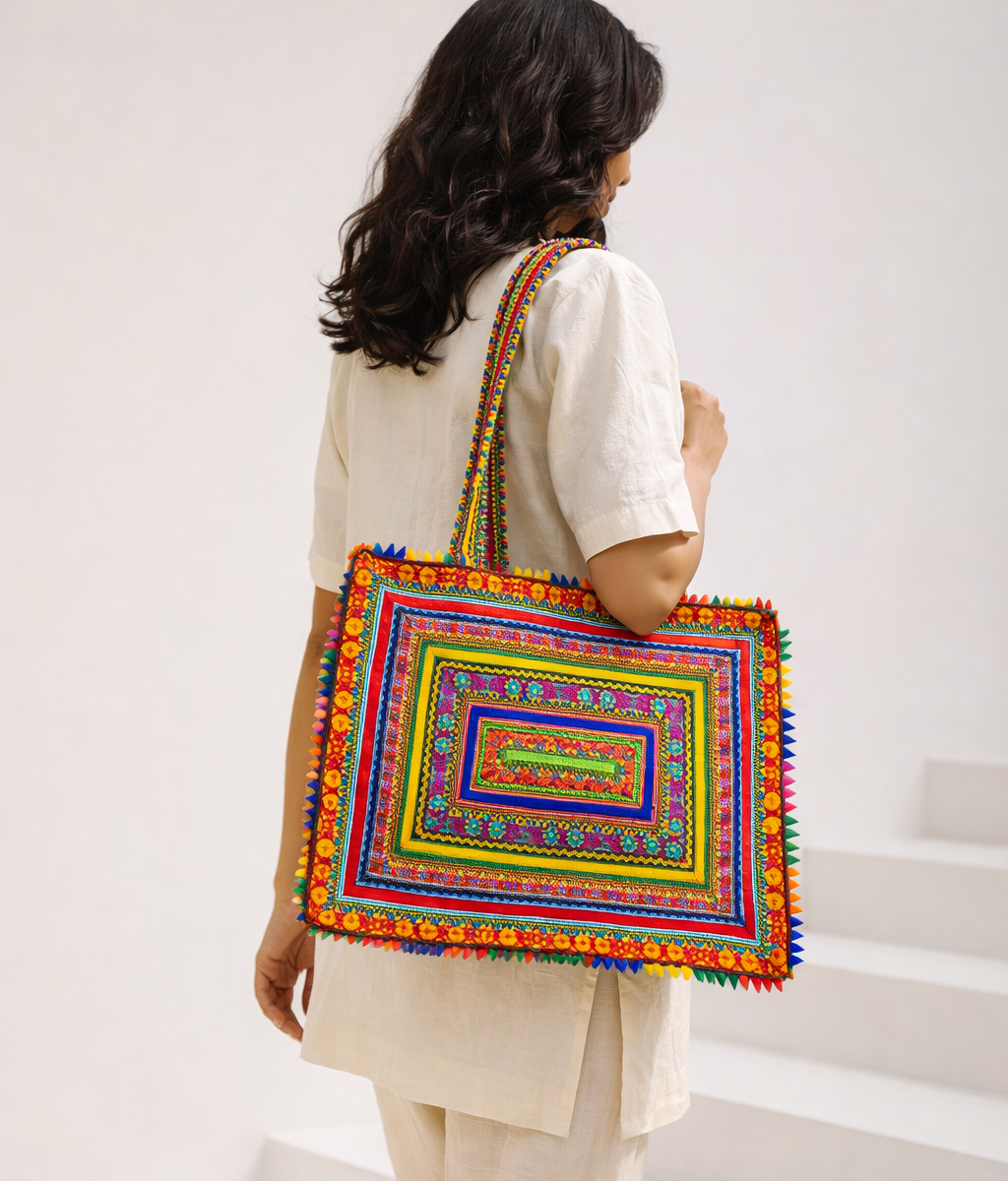 Hari Jari Art Rectangular Large Pabi Bag