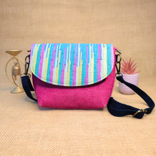 Upcycled plastic weaving sling bag