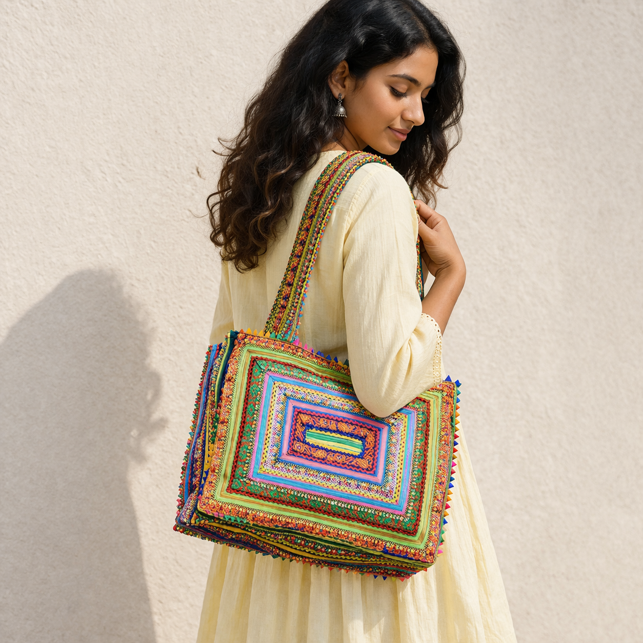 Hari Jari Art Rectangular Medium Pabi Bag