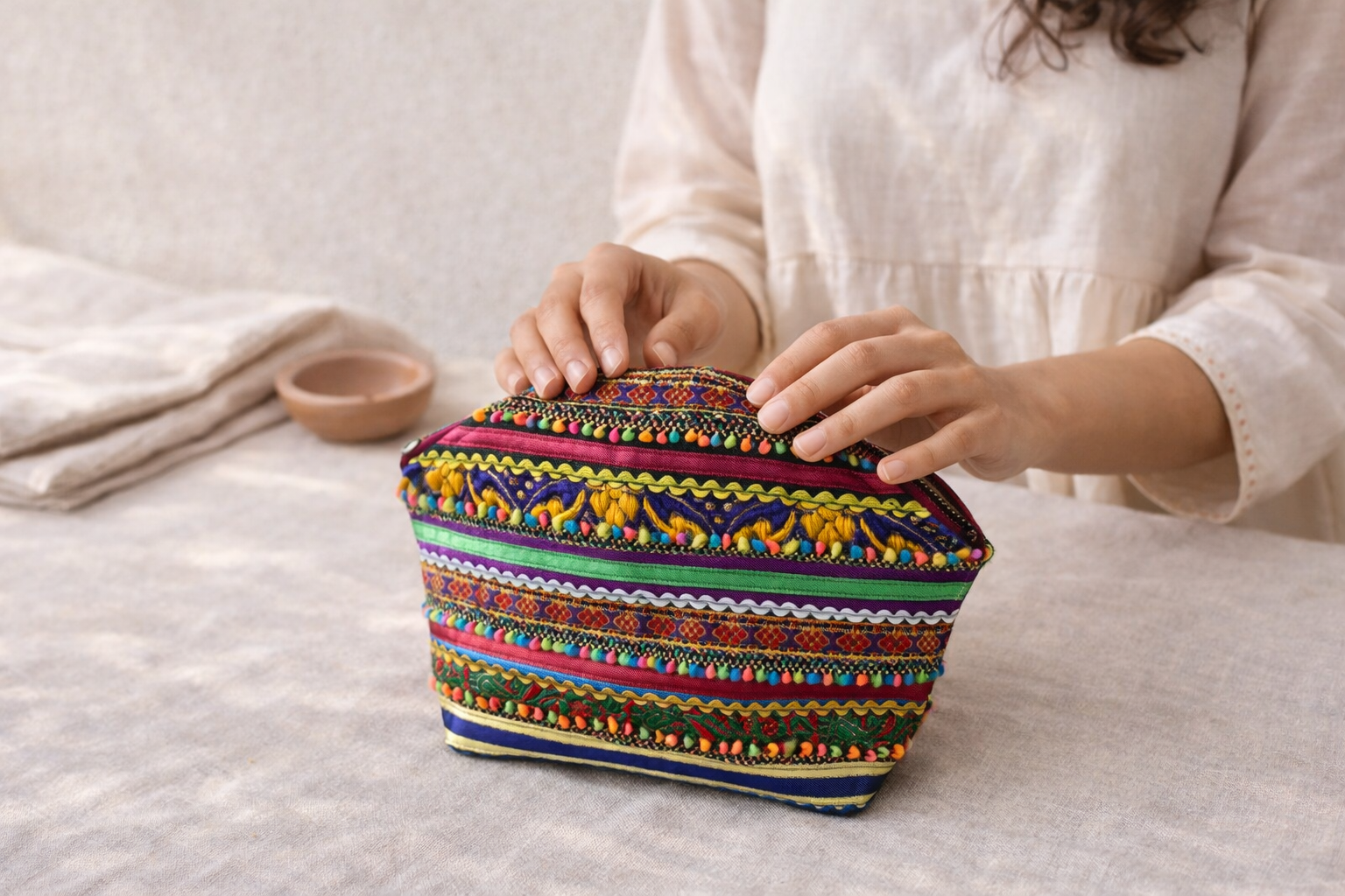 Hari Jari bucket shaped safari Pabi Pouch